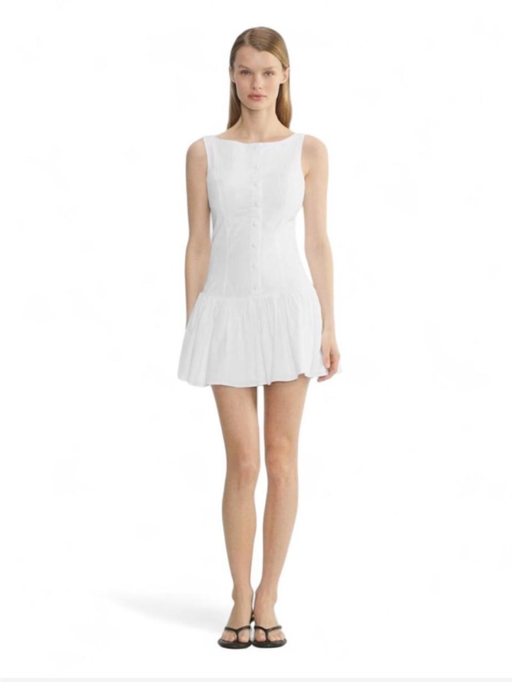 Aritzia Sunday Best Foxglove Poplin Dress White Cotton Size 10